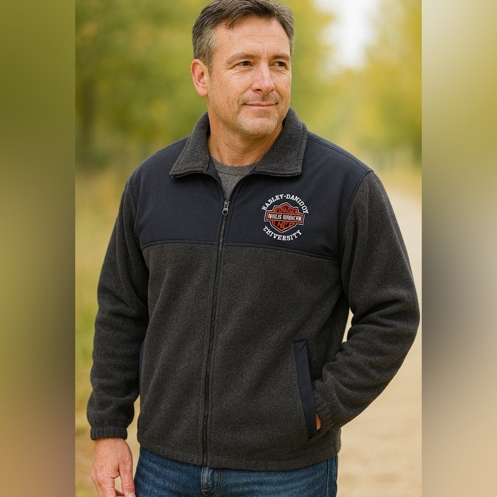 Harley-Davidson Men’s 3XL University Full Zip Fleece Jacket Black Gray